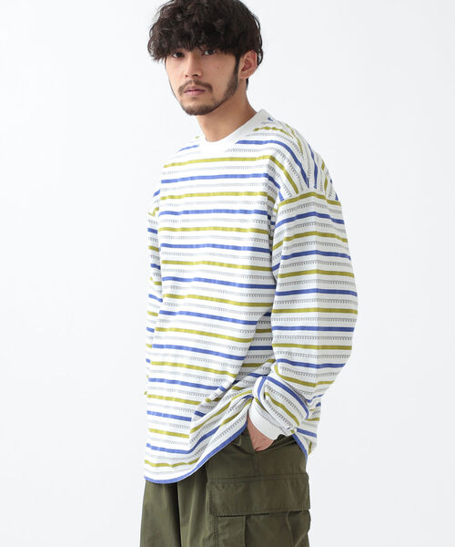 BEAMS（ビームス）の「BEAMS / ジャガード イージー クルーネック（Tシャツ/カットソー・メンズ・グリーン系その他/ホワイト系その他・XL/S/L/M）」の9枚目の写真