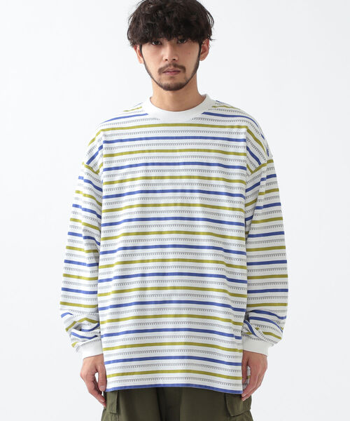 BEAMS（ビームス）の「BEAMS / ジャガード イージー クルーネック（Tシャツ/カットソー・メンズ・グリーン系その他/ホワイト系その他・XL/S/L/M）」の4枚目の写真