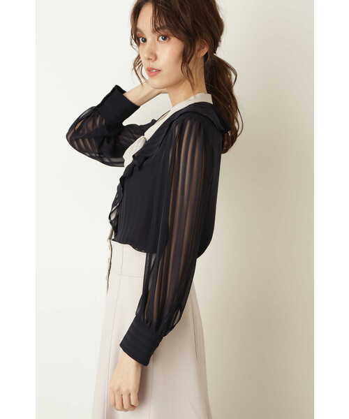 JILL STUART(ジルスチュアート)の「◆ヴィオラブラウス(シャツ/ブラウス・レディース・ホワイト/ネイビー・SMALL/MEDIUM)」の18枚目の写真