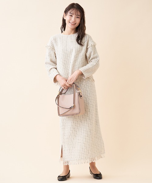 en recre（アンレクレ）の「【セットアップ対応商品】ツイードタイトスカート（スカート・レディース・ブラック/サンドベージュ・2）」の17枚目の写真