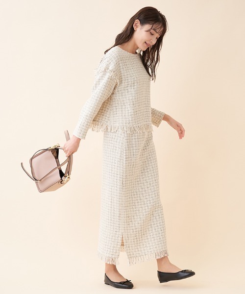 en recre（アンレクレ）の「【セットアップ対応商品】ツイードタイトスカート（スカート・レディース・ブラック/サンドベージュ・2）」の16枚目の写真