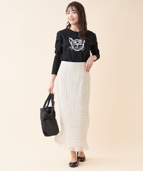 en recre（アンレクレ）の「【セットアップ対応商品】ツイードタイトスカート（スカート・レディース・ブラック/サンドベージュ・2）」の15枚目の写真