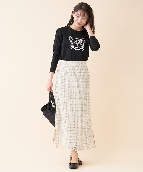 en recre（アンレクレ）の「【セットアップ対応商品】ツイードタイトスカート（スカート・レディース・ブラック/サンドベージュ・2）」の14枚目の写真