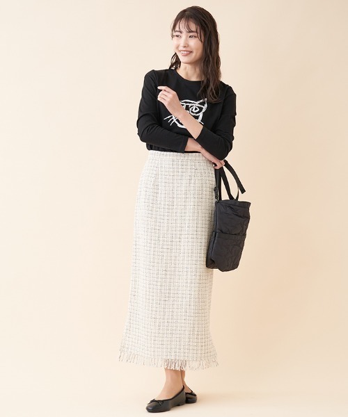 en recre（アンレクレ）の「【セットアップ対応商品】ツイードタイトスカート（スカート・レディース・ブラック/サンドベージュ・2）」の13枚目の写真