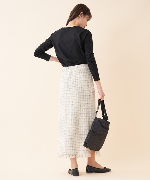 en recre（アンレクレ）の「【セットアップ対応商品】ツイードタイトスカート（スカート・レディース・ブラック/サンドベージュ・2）」の6枚目の写真