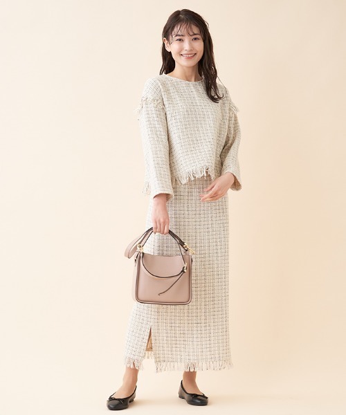 en recre（アンレクレ）の「【セットアップ対応商品】ツイードタイトスカート（スカート・レディース・ブラック/サンドベージュ・2）」の21枚目の写真