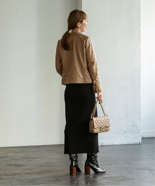 Noble（ノーブル）の「○《追加3》ソフトラムレザーライダースブルゾン