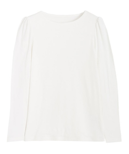 Pierrot（ピエロ）の「パフスリーブテレコリブカットソー（Tシャツ/カットソー・レディース・オフホワイト/ホワイト×ブラック/ブラック/ミント/サックスブルー/ネイビー/グリーン系その他/ブルー系その他/チャコールグレー・M/L）」の12枚目の写真