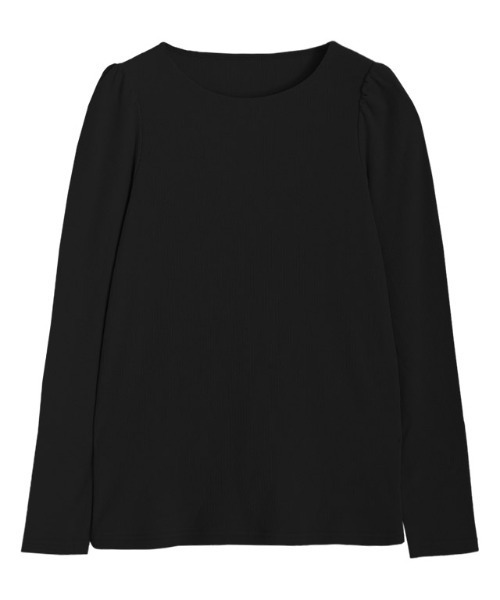 Pierrot（ピエロ）の「パフスリーブテレコリブカットソー（Tシャツ/カットソー・レディース・オフホワイト/ホワイト×ブラック/ブラック/ミント/サックスブルー/ネイビー/グリーン系その他/ブルー系その他/チャコールグレー・M/L）」の10枚目の写真