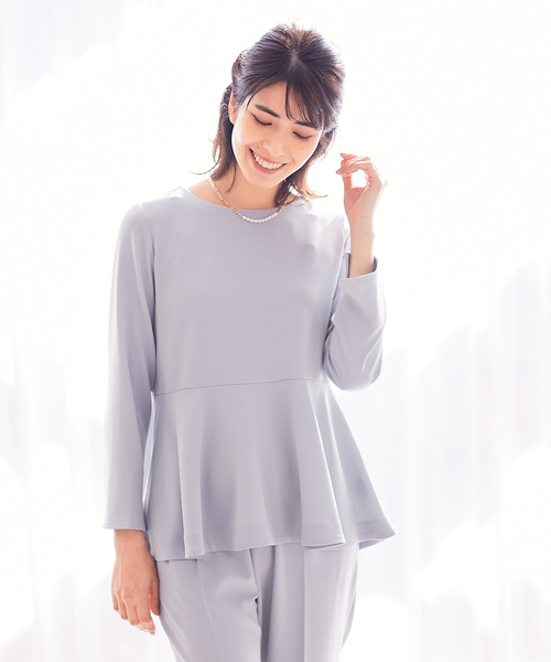 abahouse mavie（アバハウスマヴィ）の「ﾄﾞﾗｲﾀｯﾁｻﾃﾝﾌﾞﾗｳｽ（シャツ/ブラウス・レディース・ブラック/ネイビー/グレイッシュブルー・フリー）」の3枚目の写真