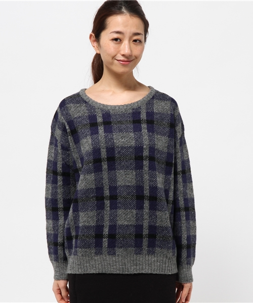 OUTLET（アウトレット）の「【CAPRICIEUX LE'MAGE】チェックプルオーバー（ニット/セーター・レディース・ネイビー/イエロー/ブラック・FREE）」の6枚目の写真