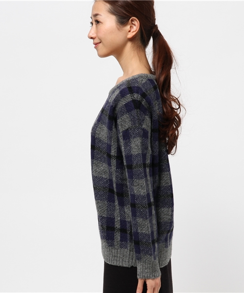 OUTLET（アウトレット）の「【CAPRICIEUX LE'MAGE】チェックプルオーバー（ニット/セーター・レディース・ネイビー/イエロー/ブラック・FREE）」の7枚目の写真