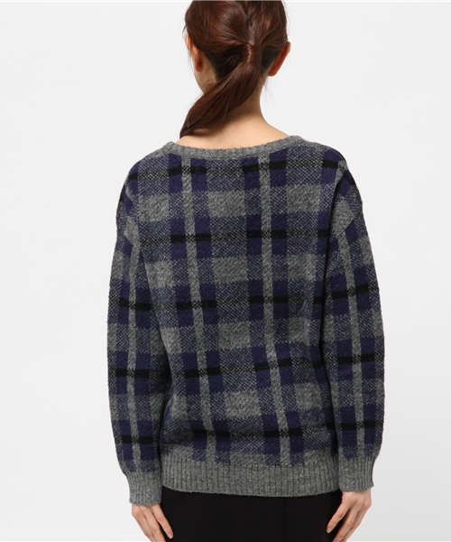 OUTLET（アウトレット）の「【CAPRICIEUX LE'MAGE】チェックプルオーバー（ニット/セーター・レディース・ネイビー/イエロー/ブラック・FREE）」の8枚目の写真