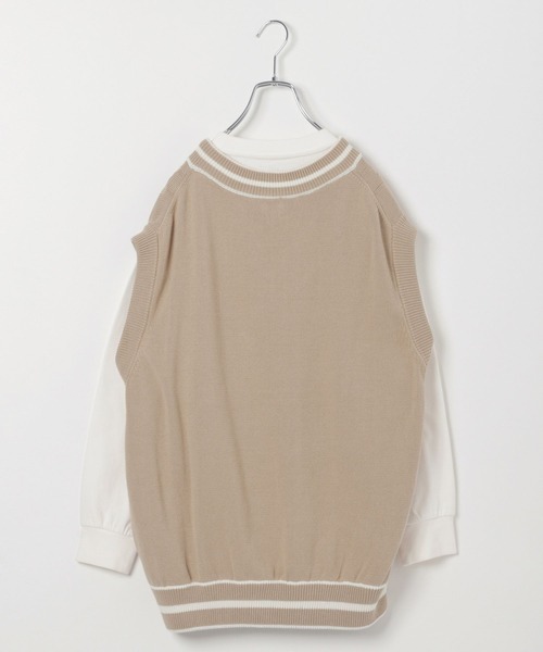 GLOBAL WORK(グローバルワーク)の「AND YUA ANY/ラインニットベストSET/261479(ベスト・キッズ・ベージュ/オフホワイト・150cm/160cm)」の9枚目の写真