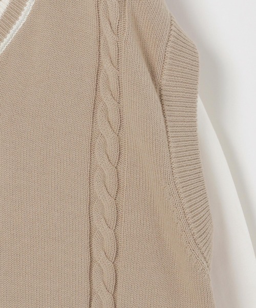 GLOBAL WORK(グローバルワーク)の「AND YUA ANY/ラインニットベストSET/261479(ベスト・キッズ・ベージュ/オフホワイト・150cm/160cm)」の11枚目の写真
