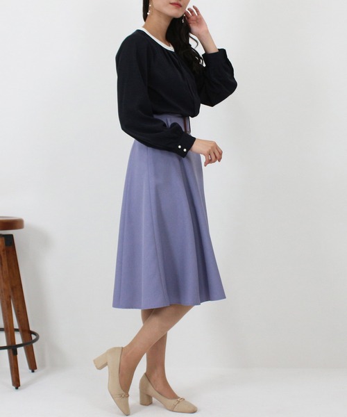 TRUDEA（トルディア）の「配色バンドカラー2WAYブラウス（シャツ/ブラウス・レディース・ホワイト/ミント/ピンクベージュ/ベージュ/ネイビー/チャコールグレー・MEDIUM/LARGE/SMALL）」の16枚目の写真