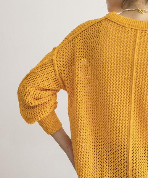 URBAN RESEARCH(アーバンリサーチ)の「『Oggi 5月号掲載』『Gina 2022Spring掲載』メッシュニット(ニット/セーター・レディース・オレンジ系その他/アイボリー/ネイビー・FREE)」の18枚目の写真