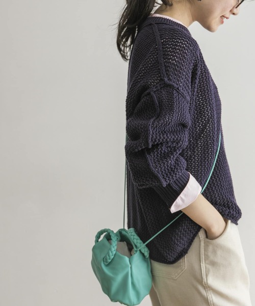 URBAN RESEARCH(アーバンリサーチ)の「『Oggi 5月号掲載』『Gina 2022Spring掲載』メッシュニット(ニット/セーター・レディース・オレンジ系その他/アイボリー/ネイビー・FREE)」の9枚目の写真