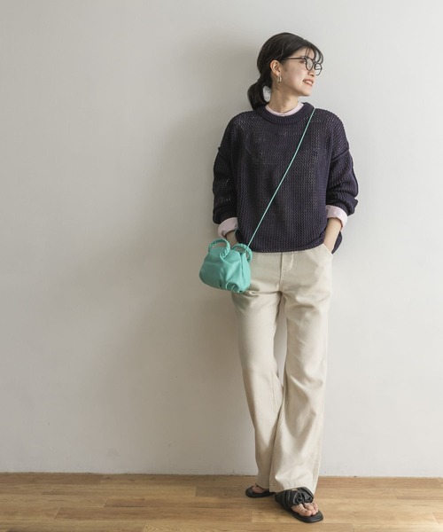 URBAN RESEARCH(アーバンリサーチ)の「『Oggi 5月号掲載』『Gina 2022Spring掲載』メッシュニット(ニット/セーター・レディース・オレンジ系その他/アイボリー/ネイビー・FREE)」の19枚目の写真