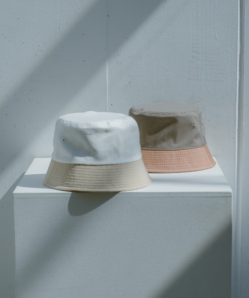 INTER FACTORY（インターファクトリー）の「【るい【YouTuberるぅきぃ夫婦】 - リバーシブルバケットハット　made in INTER FACTORY（ハット・レディース・カーキ/ホワイト・FREE）」の9枚目の写真