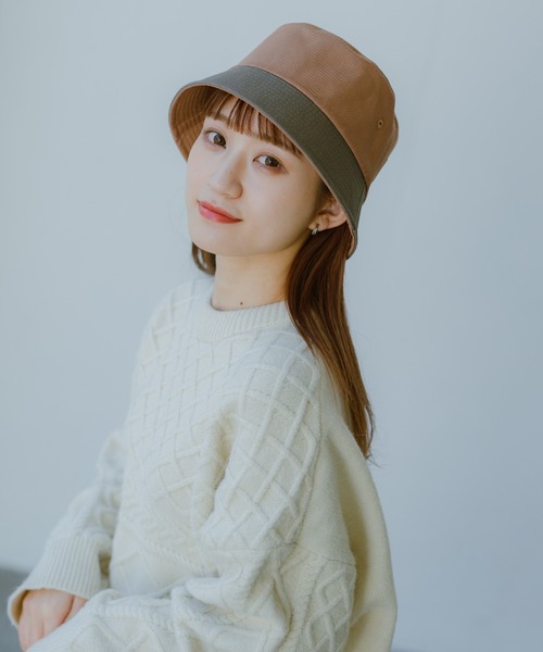 INTER FACTORY（インターファクトリー）の「【るい【YouTuberるぅきぃ夫婦】 - リバーシブルバケットハット　made in INTER FACTORY（ハット・レディース・カーキ/ホワイト・FREE）」の16枚目の写真