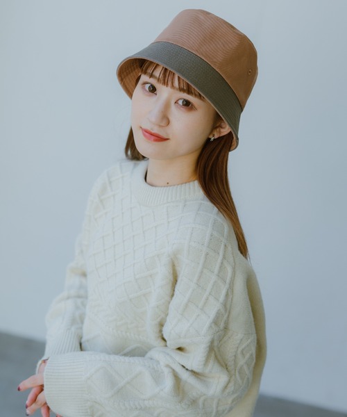 INTER FACTORY（インターファクトリー）の「【るい【YouTuberるぅきぃ夫婦】 - リバーシブルバケットハット　made in INTER FACTORY（ハット・レディース・カーキ/ホワイト・FREE）」の18枚目の写真