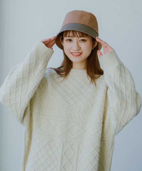 INTER FACTORY（インターファクトリー）の「【るい【YouTuberるぅきぃ夫婦】 - リバーシブルバケットハット　made in INTER FACTORY（ハット・レディース・カーキ/ホワイト・FREE）」の19枚目の写真