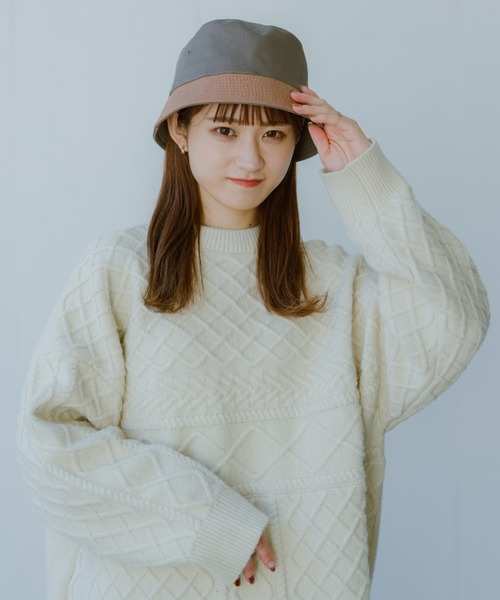 INTER FACTORY（インターファクトリー）の「【るい【YouTuberるぅきぃ夫婦】 - リバーシブルバケットハット　made in INTER FACTORY（ハット・レディース・カーキ/ホワイト・FREE）」の13枚目の写真