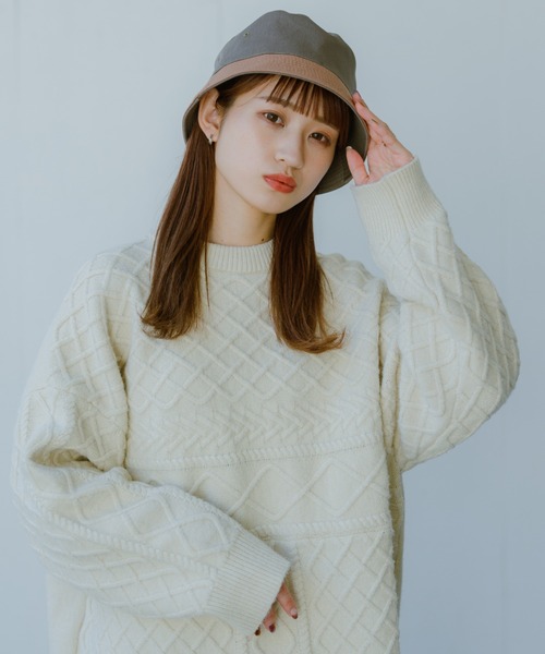INTER FACTORY（インターファクトリー）の「【るい【YouTuberるぅきぃ夫婦】 - リバーシブルバケットハット　made in INTER FACTORY（ハット・レディース・カーキ/ホワイト・FREE）」の14枚目の写真