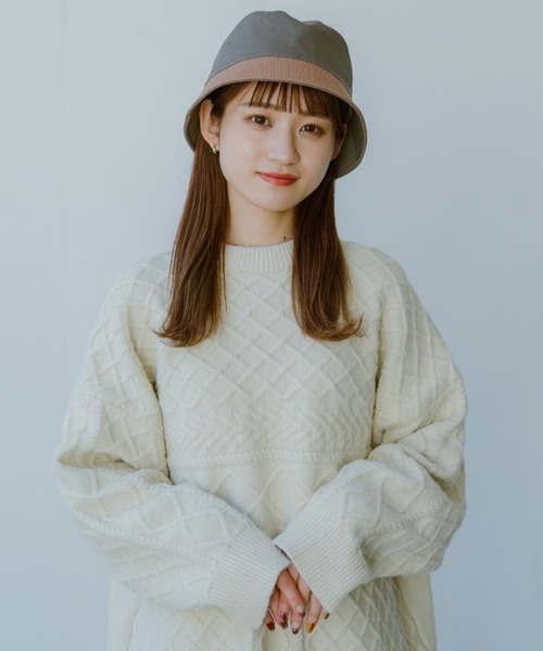 INTER FACTORY（インターファクトリー）の「【るい【YouTuberるぅきぃ夫婦】 - リバーシブルバケットハット　made in INTER FACTORY（ハット・レディース・カーキ/ホワイト・FREE）」の15枚目の写真