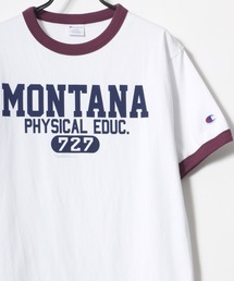 Champion（チャンピオン）の「Champion/チャンピオン カレッジプリント リンガー ワンポイント刺繍 Tシャツ（Tシャツ/カットソー・メンズ）」