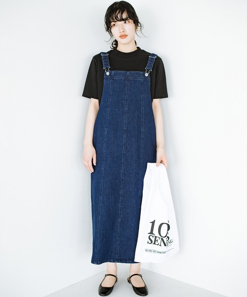 haco!(ハコ)の「素材とシルエットで照れずに着られるかわいげ追求!時短しつつも素敵コーデが完成する 楽ちんストレッチデニムのジャンパースカート by who made me(ジャンパースカート・レディース・インディゴブルー・SMALL/MEDIUM/LARGE/X-LARGE)」の10枚目の写真