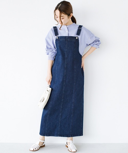 haco!(ハコ)の「素材とシルエットで照れずに着られるかわいげ追求!時短しつつも素敵コーデが完成する 楽ちんストレッチデニムのジャンパースカート by who made me(ジャンパースカート・レディース・インディゴブルー・SMALL/MEDIUM/LARGE/X-LARGE)」の16枚目の写真