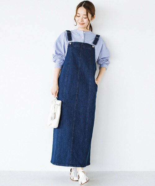 haco!(ハコ)の「素材とシルエットで照れずに着られるかわいげ追求!時短しつつも素敵コーデが完成する 楽ちんストレッチデニムのジャンパースカート by who made me(ジャンパースカート・レディース・インディゴブルー・SMALL/MEDIUM/LARGE/X-LARGE)」の17枚目の写真