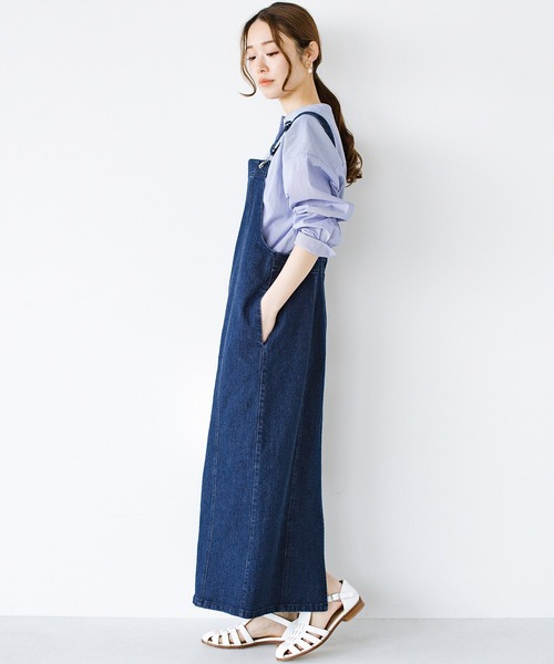 haco!(ハコ)の「素材とシルエットで照れずに着られるかわいげ追求!時短しつつも素敵コーデが完成する 楽ちんストレッチデニムのジャンパースカート by who made me(ジャンパースカート・レディース・インディゴブルー・SMALL/MEDIUM/LARGE/X-LARGE)」の19枚目の写真