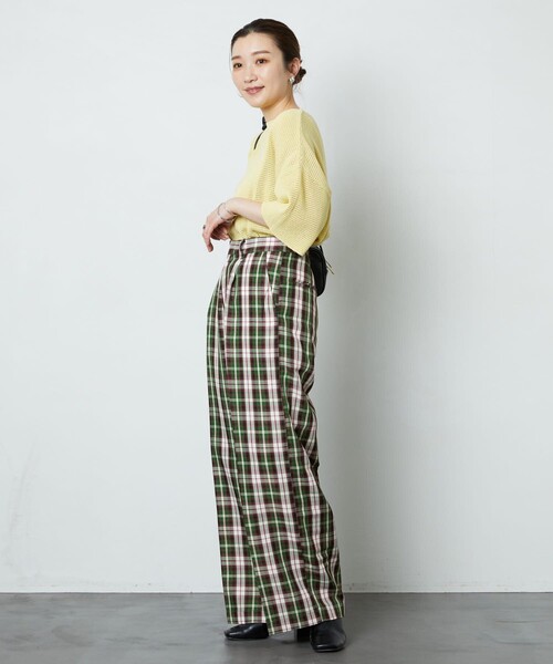 FREAK'S STORE（フリークスストア）の「▽【WEB限定】チェックストレートワイドパンツ（その他パンツ・レディース・イエロー/ネイビー/ベージュ/グリーン/ピンク・MEDIUM/SMALL）」の19枚目の写真
