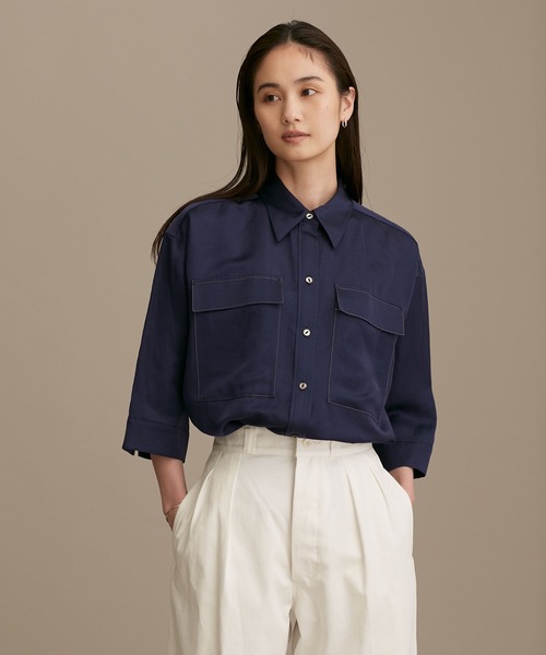 Lb 01 サテンワークシャツ 七分袖 シャツ ブラウス Nano Universe ナノユニバース のファッション通販 Zozotown Lb 01 サテンワークシャツ 七分袖 シャツ ブラウス Nano Universe ナノユニバース のファッション通販 Zozotown