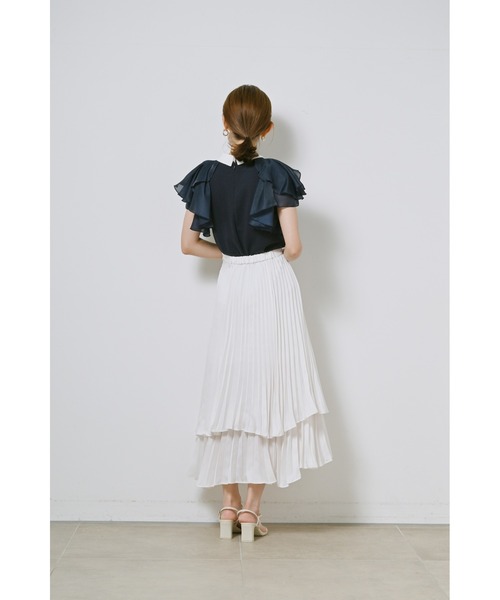 SNIDEL（スナイデル）の「Sustainableフリルドッキングトップス（Tシャツ/カットソー・レディース・ネイビー/アイボリー/モカ・FREE）」の18枚目の写真