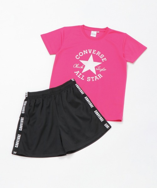 CONVERSE ALL STAR(コンバースオールスター)の「【WEB限定】【キッズ】CONVERSE コンバース ワンスターセットアップ(130~160cm)(セットアップ・キッズ・マジェンタ/ホワイト・150/160/140/130)」の1枚目の写真