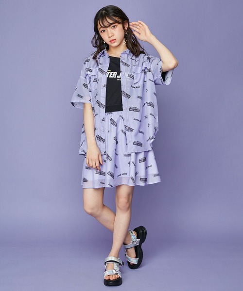 SISTER JENNI（SISTER JENNI）の「ロゴ総柄シアーシャツ（シャツ/ブラウス・キッズ・ブラック/ラベンダー・130cm/140cm/150cm/160cm）」の5枚目の写真