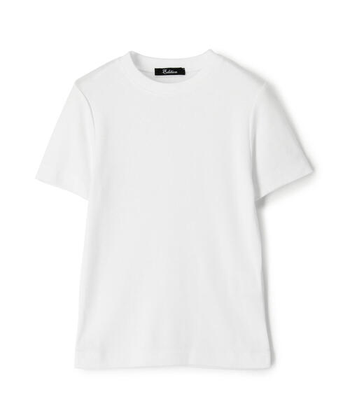 EDITION（エディション）の「C/MD RIB フライスTシャツ（Tシャツ/カットソー・レディース・ホワイト/ボルドー/キャメル・FREE）」の2枚目の写真