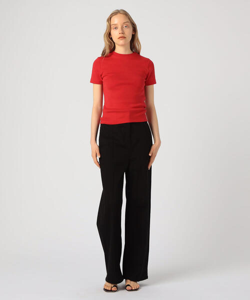 EDITION（エディション）の「C/MD RIB フライスTシャツ（Tシャツ/カットソー・レディース・ホワイト/ボルドー/キャメル・FREE）」の7枚目の写真