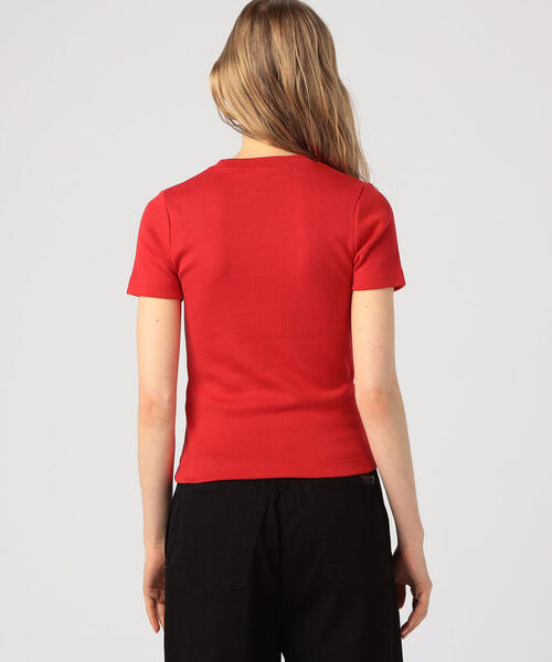 EDITION（エディション）の「C/MD RIB フライスTシャツ（Tシャツ/カットソー・レディース・ホワイト/ボルドー/キャメル・FREE）」の6枚目の写真