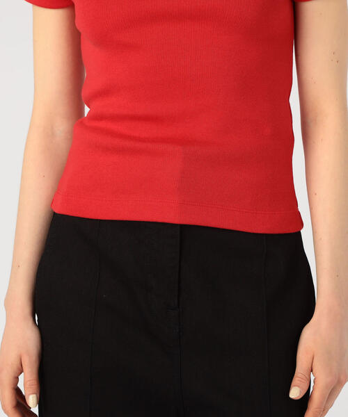 EDITION（エディション）の「C/MD RIB フライスTシャツ（Tシャツ/カットソー・レディース・ホワイト/ボルドー/キャメル・FREE）」の10枚目の写真