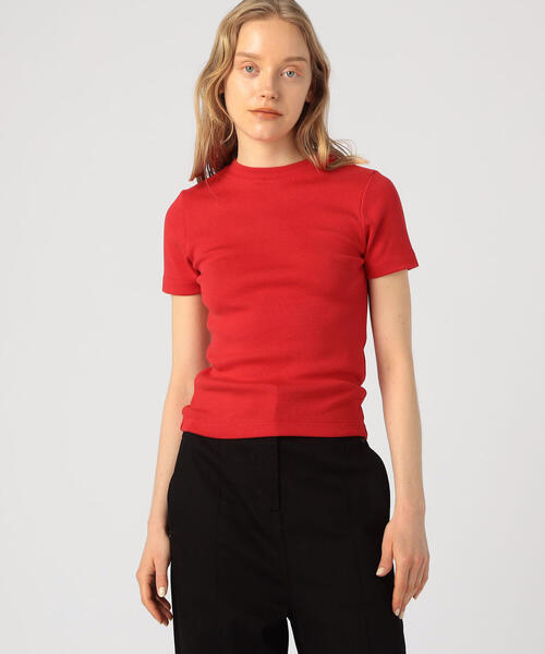 EDITION（エディション）の「C/MD RIB フライスTシャツ（Tシャツ/カットソー・レディース・ホワイト/ボルドー/キャメル・FREE）」の8枚目の写真