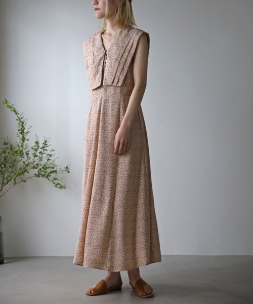 UNFIELD（アンフィールド）の「【UNFIELD】スクエアBigカラーノースリーブワンピース（ワンピース・レディース・ブラック/オレンジ・FREE）」の6枚目の写真