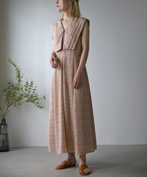 UNFIELD（アンフィールド）の「【UNFIELD】スクエアBigカラーノースリーブワンピース（ワンピース・レディース・ブラック/オレンジ・FREE）」の7枚目の写真