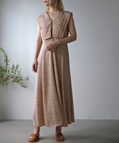 UNFIELD（アンフィールド）の「【UNFIELD】スクエアBigカラーノースリーブワンピース（ワンピース・レディース・ブラック/オレンジ・FREE）」の8枚目の写真