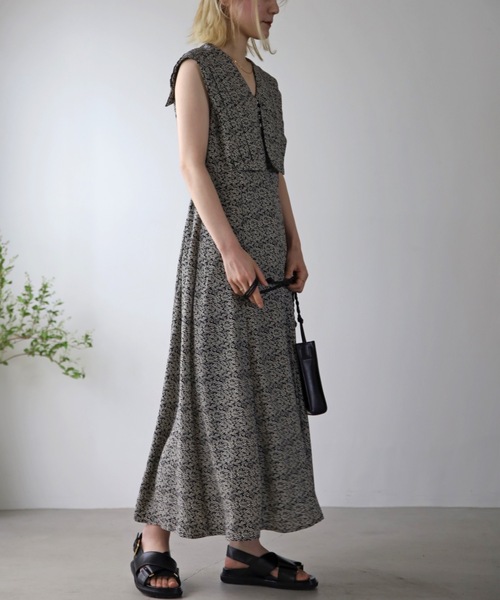 UNFIELD（アンフィールド）の「【UNFIELD】スクエアBigカラーノースリーブワンピース（ワンピース・レディース・ブラック/オレンジ・FREE）」の14枚目の写真