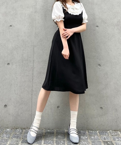 Crea titty&Co. PETIT（クレアティティーアンドコープチ）の「【Crea titty&Co.PETIT】デコルテフリルタックワンピース（ワンピース・レディース・ブラック・FREE）」の6枚目の写真